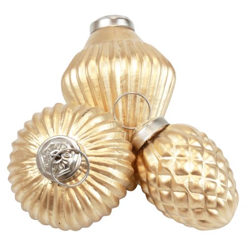 Floristik24 Décorations de sapin de Noël en verre doré, décoration vintage Ø4–6cm lot de 3