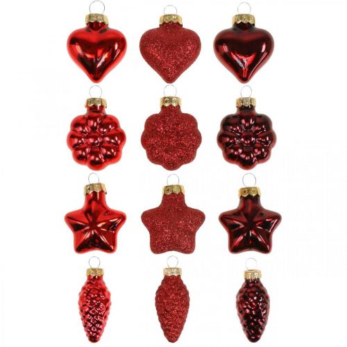Floristik24 Décorations de sapin de Noël en verre Décorations de sapin de Noël rouge 12 pièces