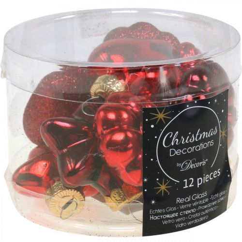 Floristik24 Décorations de sapin de Noël en verre Décorations de sapin de Noël rouge 12 pièces