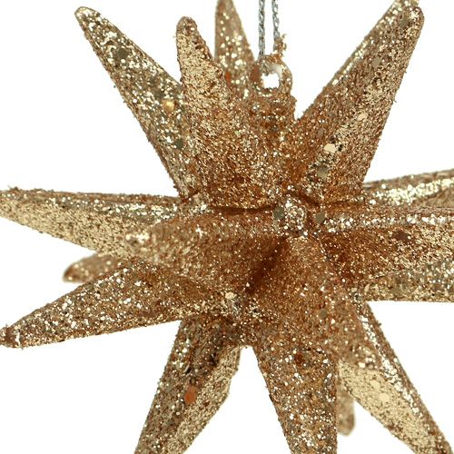 Article Décorations pour sapin de Noël étoiles scintillantes 7,5cm 8pcs or