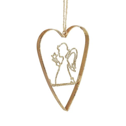 Article Décorations pour sapin de Noël coeur décoration coeurs en métal doré 12cm 6pcs