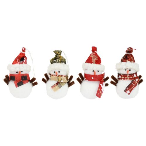 Article Décorations de sapin de Noël bonhomme de neige avec chapeau H9cm 4pcs