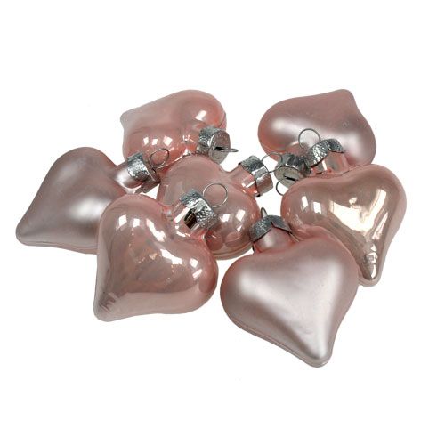 Mini coeurs en verre rose 4cm 12 pcs