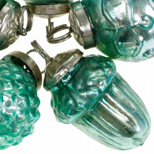 Floristik24 Mini mélange de décorations d&#39;arbre fruits d&#39;automne et boules bleu/vert, argent véritable verre 3,4–4,4cm 10pcs