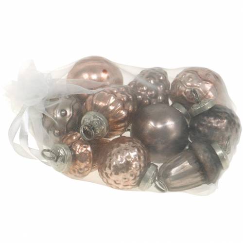 Floristik24 Mix décoration mini-Noël 4,5 cm cuivre assorti verre véritable 10 pièces