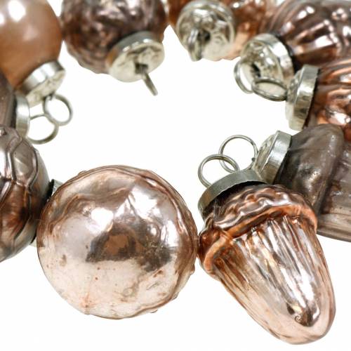 Floristik24 Mix décoration mini-Noël 4,5 cm cuivre assorti verre véritable 10 pièces