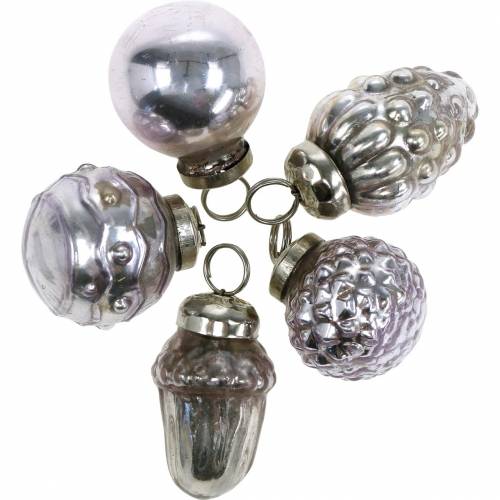 Floristik24 Mini décorations de sapin de Noël mix 4.5cm argent, rose assorti 10pcs