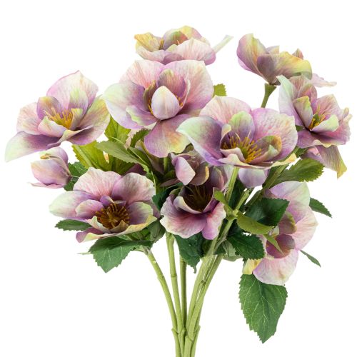 Bouquet de roses artificielles de Noël à fleurs violettes, 35 cm, 6 pièces