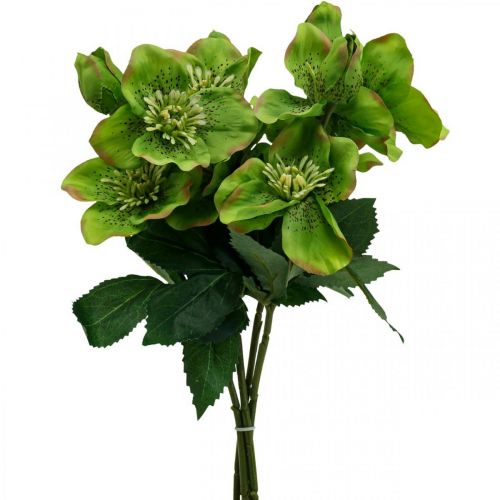 Article Rose de Noël Rose de Carême Hellébore fleurs artificielles vert L34cm 4pcs