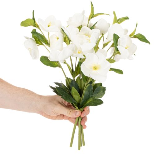 Bouquet de roses artificielles blanches décoratives de Noël, 40 cm, lot de 4 | Floristik24.be