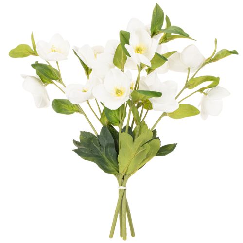 Bouquet de roses artificielles blanches décoratives de Noël, 40 cm, lot de 4 | Floristik24.be