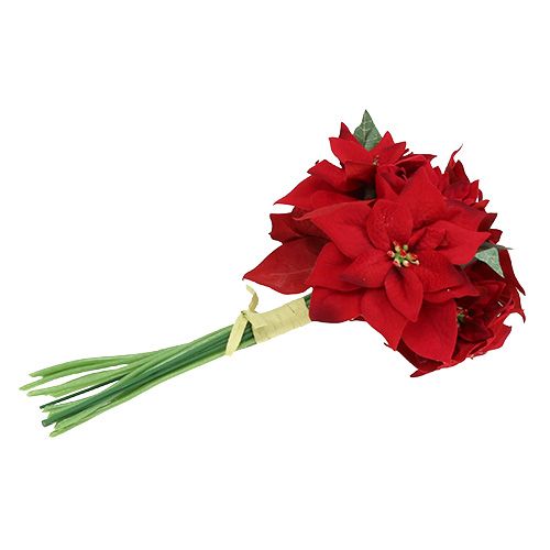 Floristik24 Etoile de Noël en bouquet rouge Ø18cm L30cm