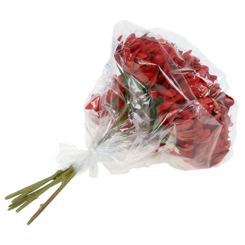 Article Bouquet de chrysanthèmes vermillon 28cm 6pcs