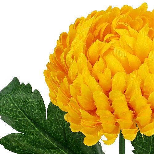 Article Chrysanthèmes jaunes en soie, Ø 7 cm, longueur 18 cm, 4 pièces