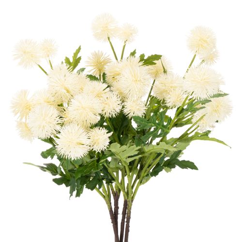 Chrysanthèmes artificiels, bouquet blanc crème, branche décorative, grande taille 56 cm, lot de 4