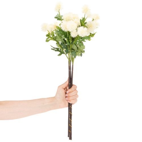 Chrysanthèmes artificiels, bouquet blanc crème, branche décorative, grande taille 56 cm, lot de 4 | Floristik24.be