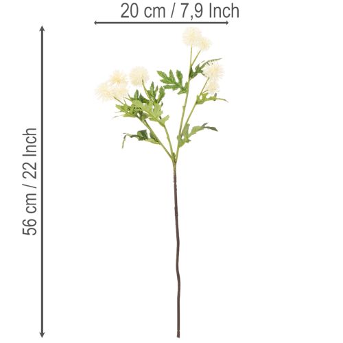 Chrysanthèmes artificiels, bouquet blanc crème, branche décorative, grande taille 56 cm, lot de 4 | Floristik24.be