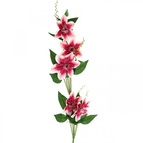 Article Branche de clématite à 5 fleurs, fleur artificielle, branche décorative rose, blanche L84cm