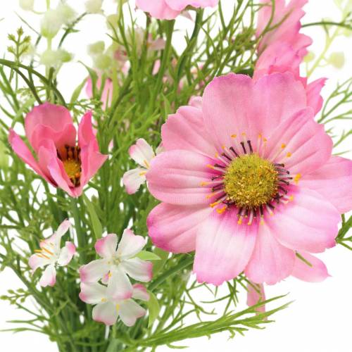 Article Cosmea et gypsophile en bouquet artificiel rose assorti 42cm