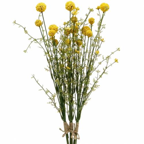 Craspedia artificiel en tas de pilons jaunes 3pcs