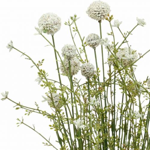 Floristik24 Bouquet de séchage de paquet de craspedia blanc de pilon artificiel 3pcs