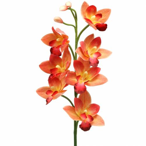 Orchidée fleur artificielle Cymbidium Orange 74cm