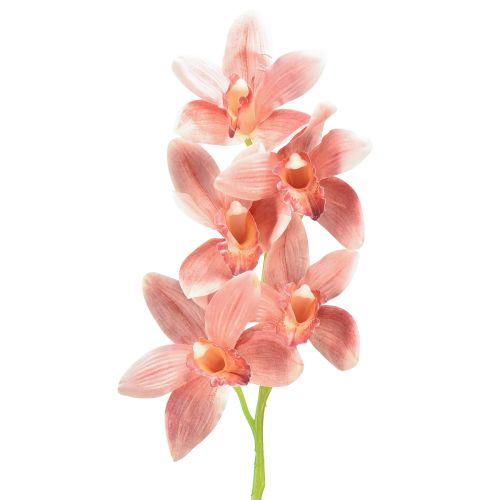 Article Orchidée cymbidium artificielle 5 fleurs pêche 65cm