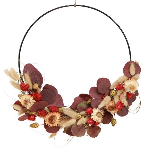 Article Coffret DIY bague avec fleurs séchées boucle fleurs paille Ø30cm