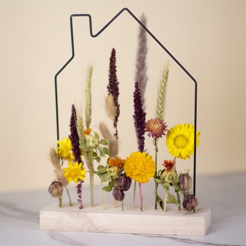 Floristik24 Boîte DIY barre de fleurs avec maison de fleurs séchées 34,5×24,5cm
