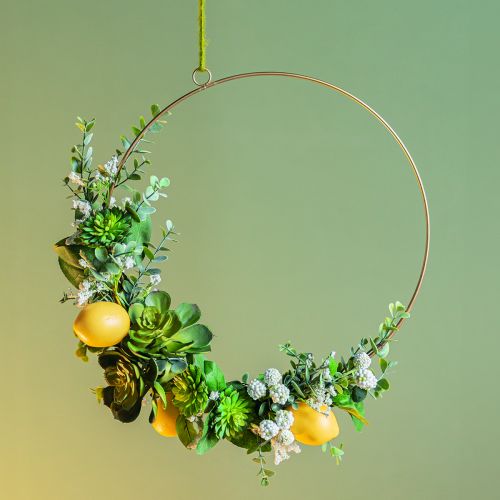 Floristik24 Bague décoration boîte DIY avec décor citron à suspendre Ø40cm