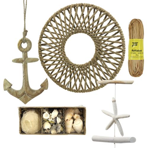 Article Décoration murale maritime DIY coffret anneau décoratif coquilles d&#39;ancre Ø38cm