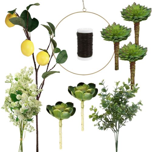 Floristik24 Bague décoration boîte DIY avec décor citron à suspendre Ø40cm