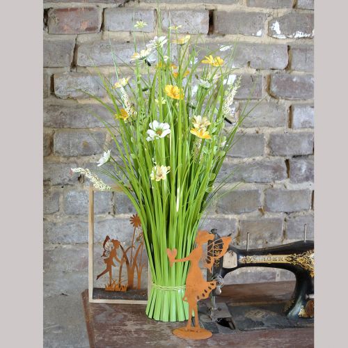 Article Bouquet d&#39;herbe avec fleurs et papillons blanc/jaune 70cm