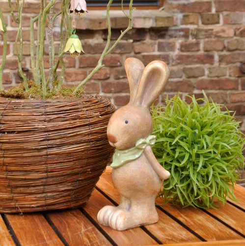 Floristik24 Lapin de Pâques avec foulard marron, vert 26cm 2pcs