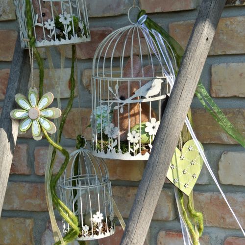 Floristik24 Volière oiseau vintage carré blanc 21 / 17cm 2pcs