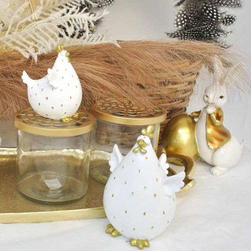 Article Déco poulet pour Pâques, oiseau rigolo, poulet de Pâques, poule H12,5cm