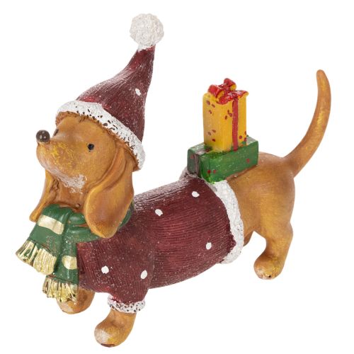 Figurine décorative de teckel avec emballage cadeau et chapeau, 18 cm acheter | Floristik24.be
