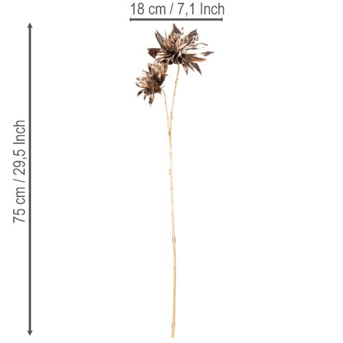 Fleur de dahlia artificielle, à longue tige et à deux fleurs, 75 cm | Floristik24.be