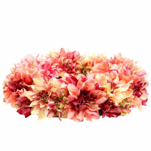 Article Couronne de fleurs de dahlia rose, crème Ø42cm