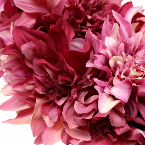 Couronne de fleurs de dahlia ancienne rose, mauve Ø42cm
