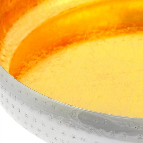 Floristik24 Bol décoratif métal rond Plateau doré &amp; argenté Ø36.5cm