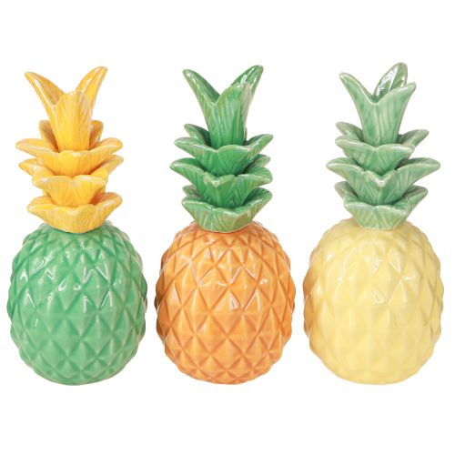 Article Ananas décoratif en céramique coloré Décoration en céramique assortie 17 cm 3 pièces