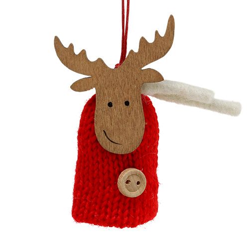 Floristik24 Cintre déco cerf 7.5cm rouge-blanc 12pcs