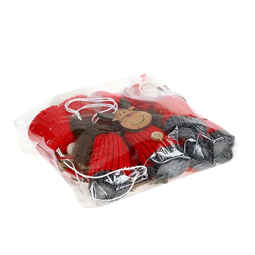 Floristik24 Cintre déco cerf 7.5cm rouge-blanc 12pcs