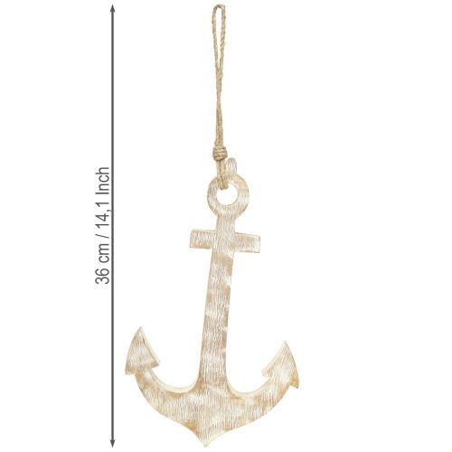 Article Ancre décorative en bois blanc essuyé pour suspension 30,5 cm