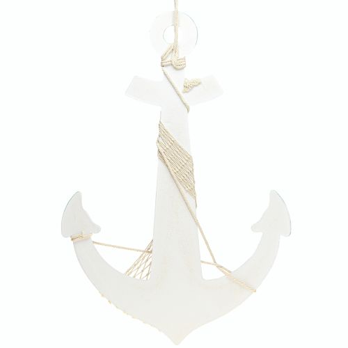 Article Ancre décorative blanche bleue décoration maritime à suspendre H58,5cm