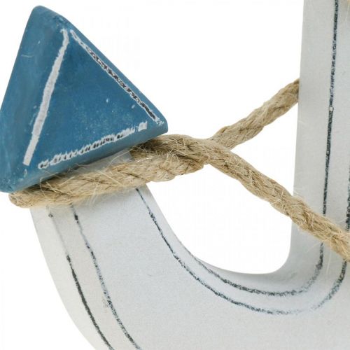 Floristik24 Déco ancre bois pour set de table décoration bleu maritime, blanc H24cm