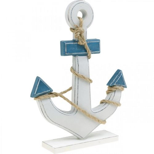 Floristik24 Déco ancre bois pour set de table décoration bleu maritime, blanc H24cm