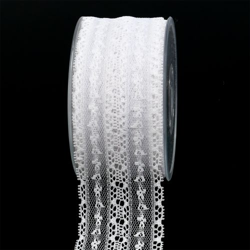 Floristik24 Ruban dentelle décoratif 55mm 20m blanc