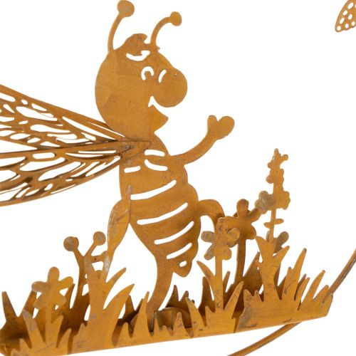Abeille décorative en métal, finition rouille, décoration de jardin à suspendre, Ø14 cm, lot de 4 | Floristik24.be